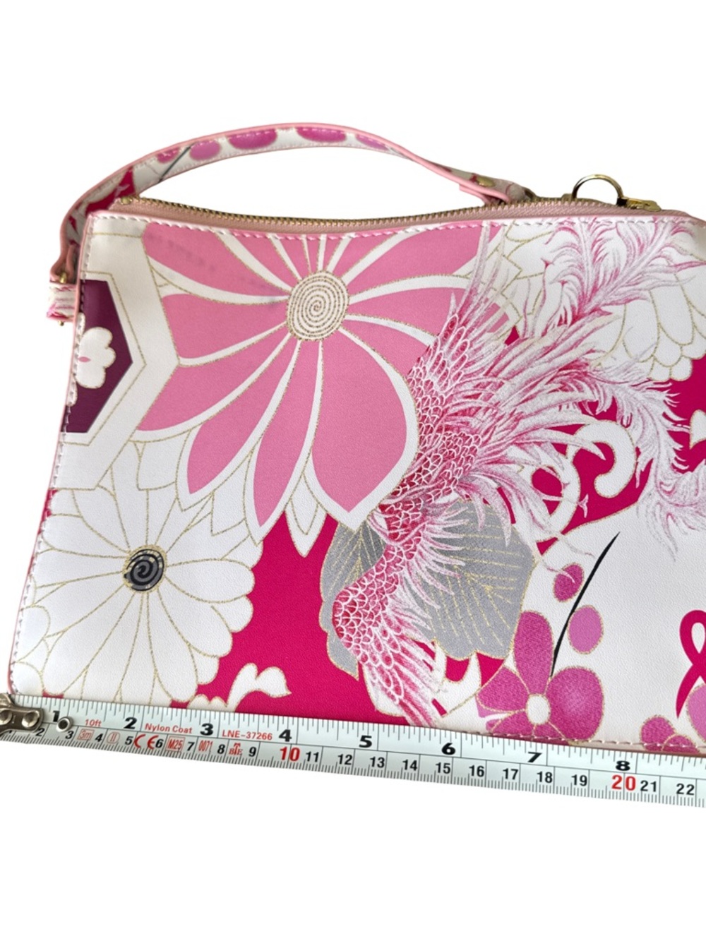 Chico's Pink Floral Top-Handle Clutch with Gold Accents - Picture 2 of 4